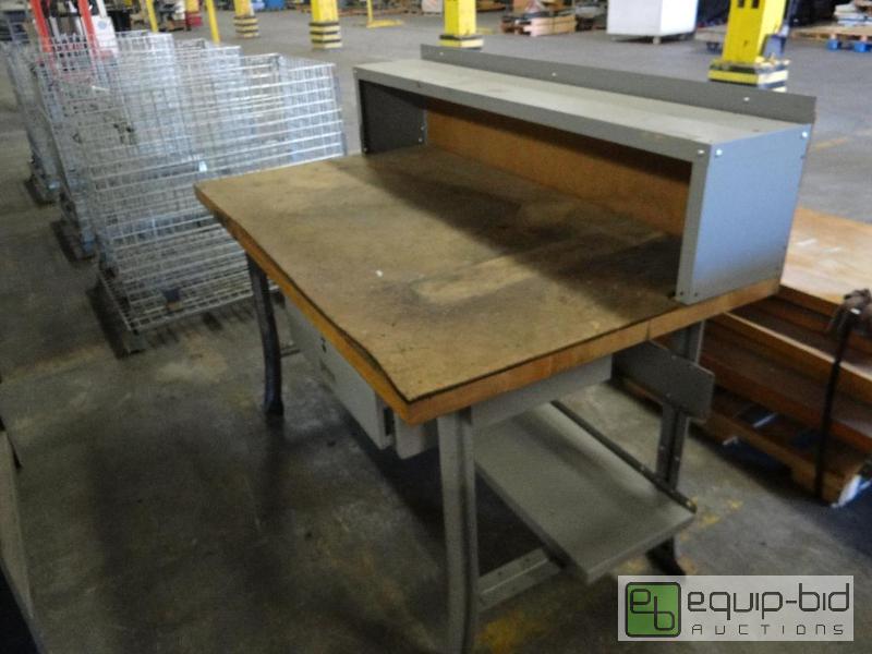 lot 395 image: 60x34 Work Top Station With Top Shelving Unit And Single Drawer