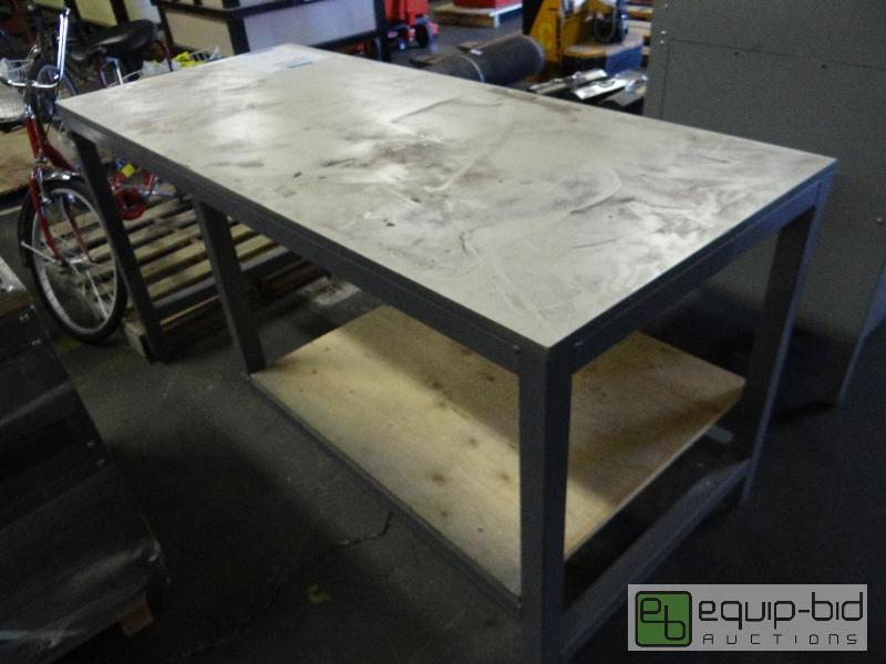 lot 402 image: 70x30 Composite Wood Top Work Table With Shelf Below