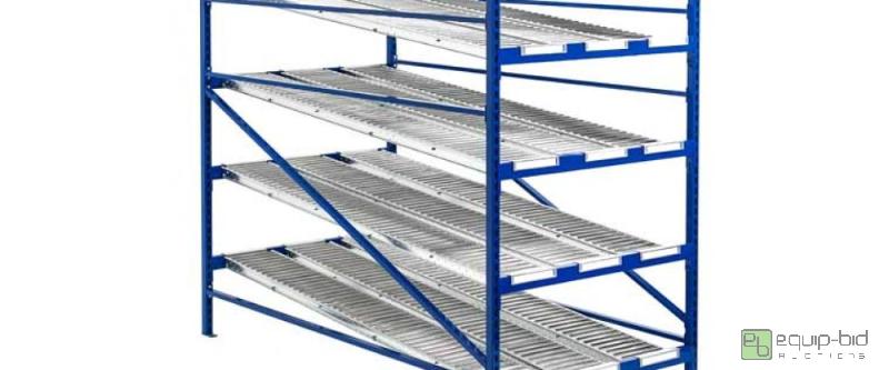 lot 1483 image: Gravity Flow Roller Racks with Span Track System
