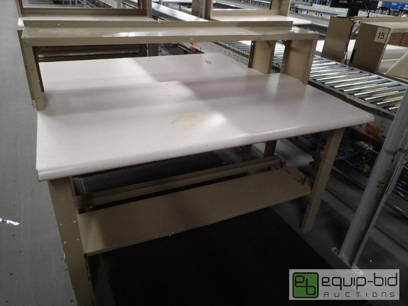 lot 1488 image: 60 Metal Base Work Station With Laminate and Wood Top