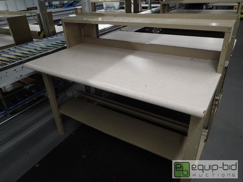 lot 1491 image: 60 Metal Base Work Station With Laminate and Wood Top