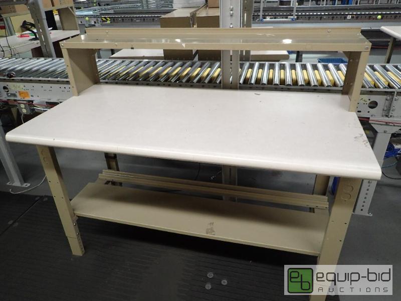 lot 1492 image: 60 Metal Base Work Station With Laminate and Wood Top