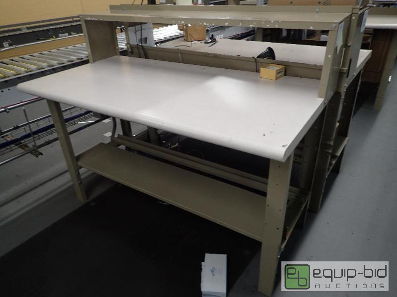 lot 1497 image: 60 Metal Base Work Station With Laminate and Wood Top