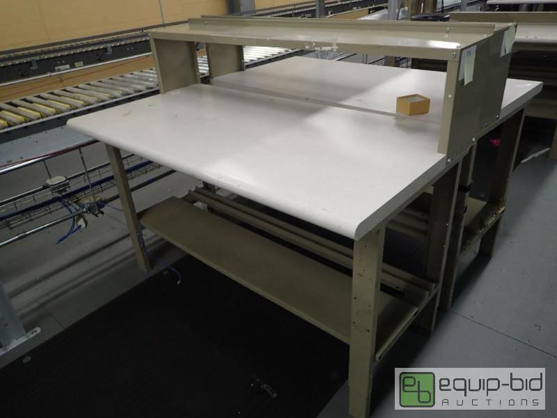 lot 1501 image: 60 Metal Base Work Station With Laminate and Wood Top
