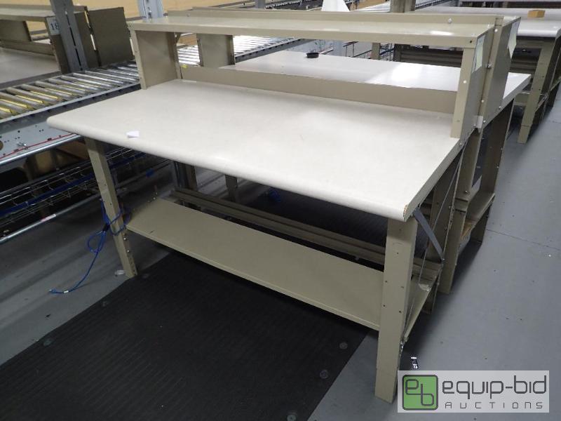 lot 1503 image: 60 Metal Base Work Station With Laminate and Wood Top