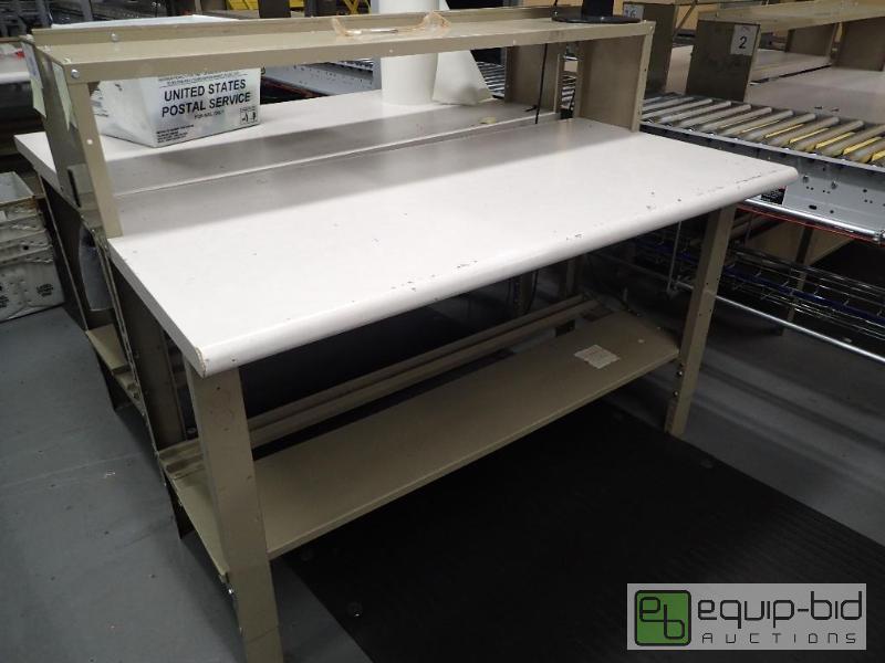 lot 1504 image: 60 Metal Base Work Station With Laminate and Wood Top