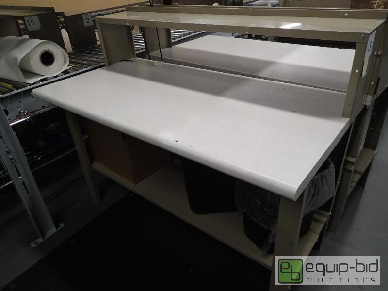 lot 1505 image: 60 Metal Base Work Station With Laminate and Wood Top