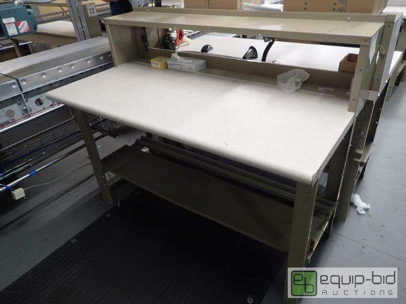lot 1506 image: 60 Metal Base Work Station With Laminate and Wood Top