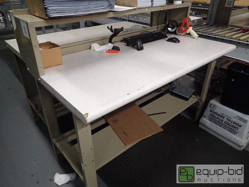 lot 1507 image: 60 Metal Base Work Station With Laminate and Wood Top