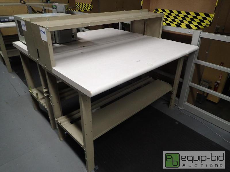 lot 1508 image: 60 Metal Base Work Station With Laminate and Wood Top