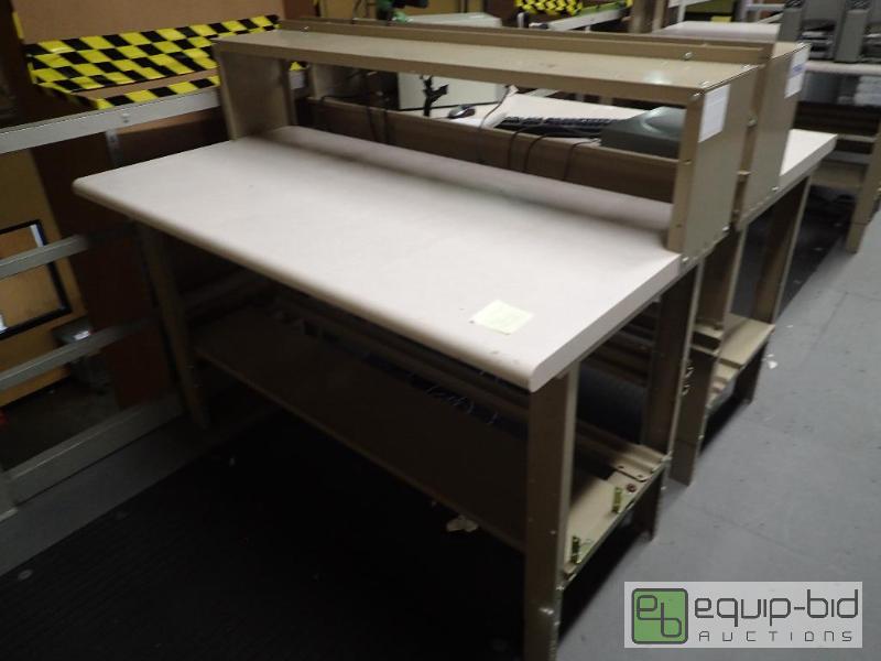 lot 1509 image: 60 Metal Base Work Station With Laminate and Wood Top