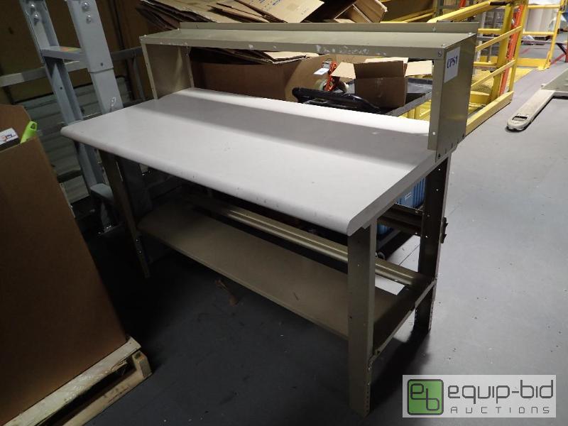 lot 1510 image: 61 Metal Base Work Station With Laminate and Wood Top