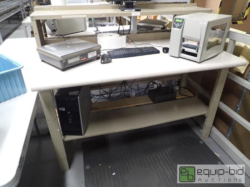 lot 1511 image: 62 Metal Base Work Station With Laminate and Wood Top