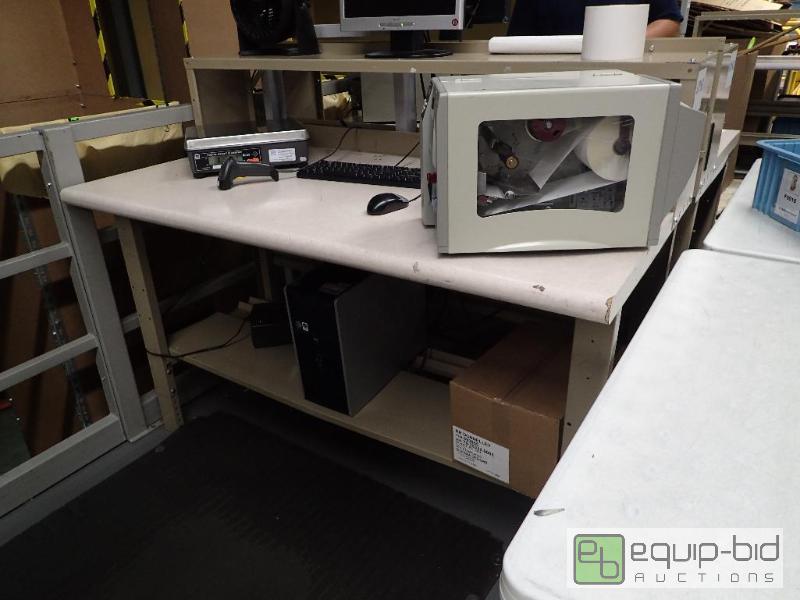 lot 1512 image: 63 Metal Base Work Station With Laminate and Wood Top