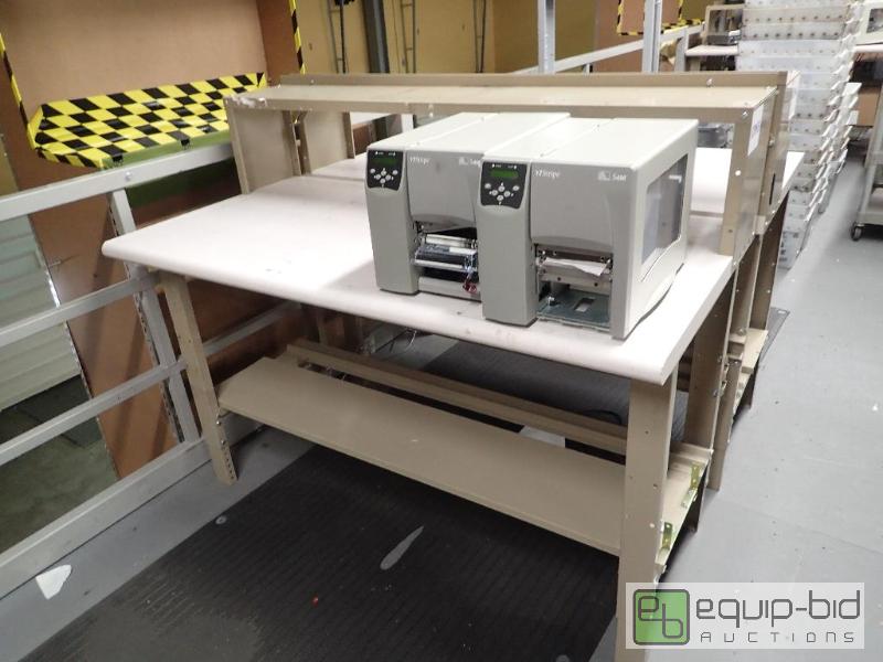 lot 1513 image: 64 Metal Base Work Station With Laminate and Wood Top