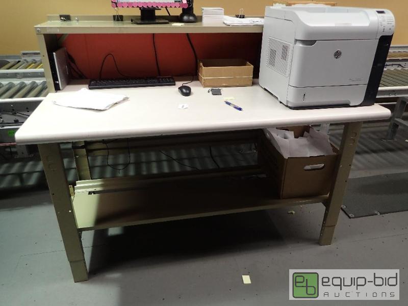 lot 1515 image: 66 Metal Base Work Station With Laminate and Wood Top