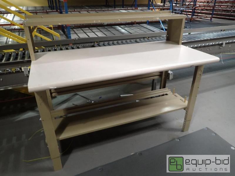 lot 1516 image: 67 Metal Base Work Station With Laminate and Wood Top