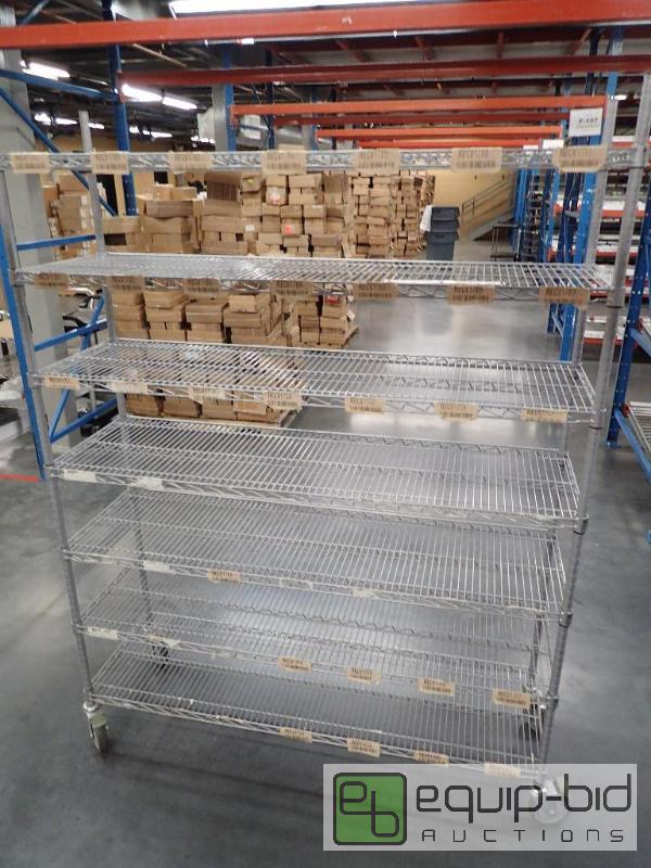 lot 1541 image: 7 Tier Metal Wire Storage Shelf on Casters