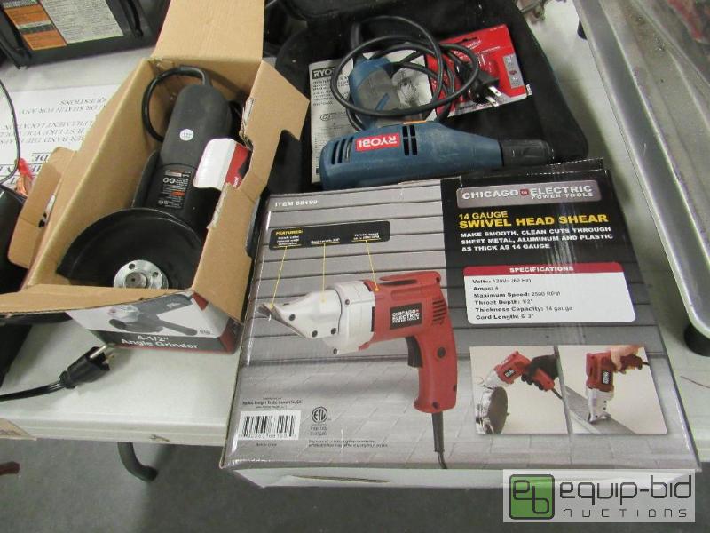 lot 2537 image: Master Drill, 4-12 Angle Grinder w Ryobi 38 Drill
