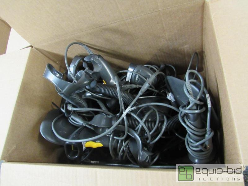 lot 2644 image: Tote Of Symbol Corded Scanners And Stands