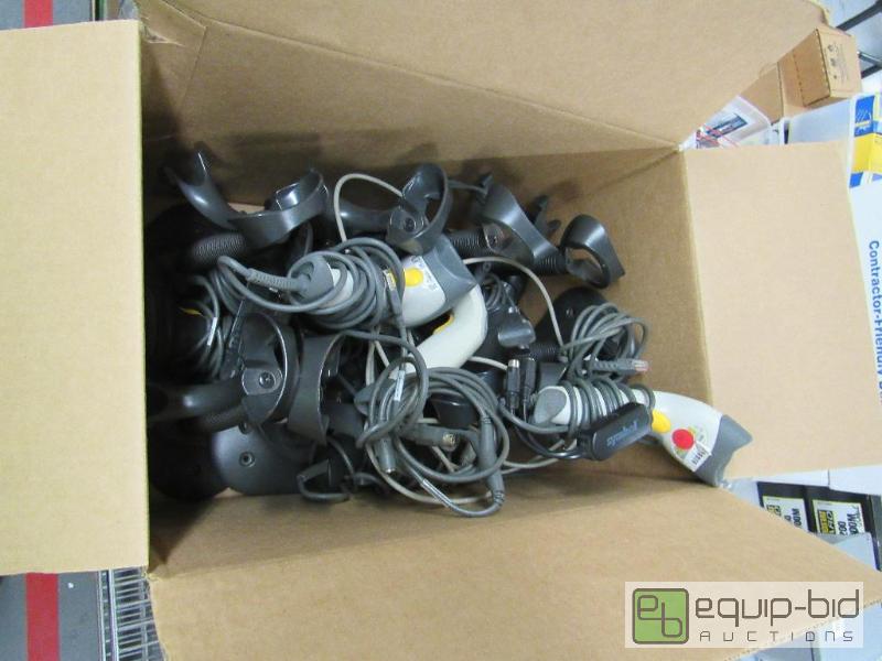 lot 2645 image: Tote Of Symbol Corded Scanners And Stands
