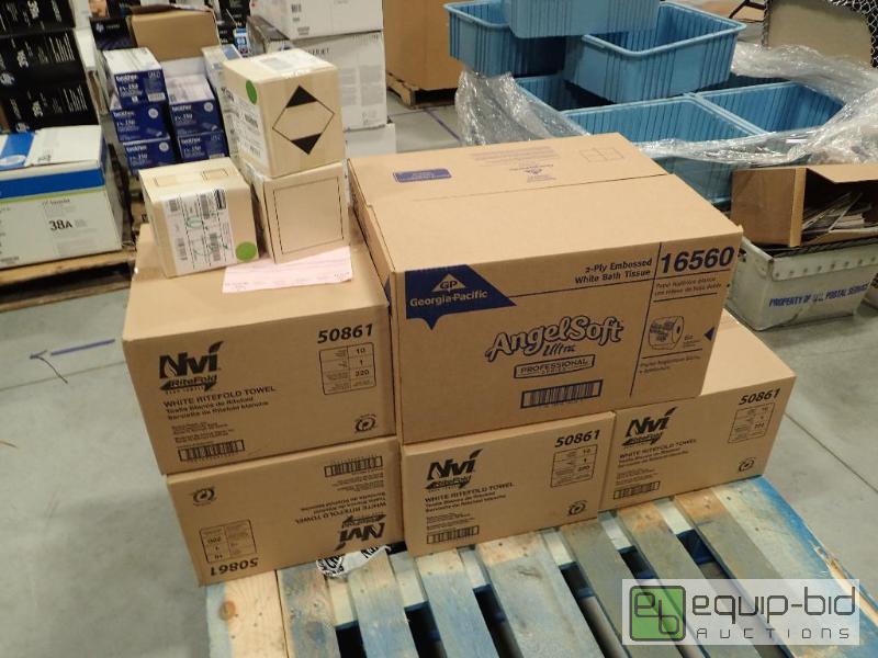 lot 594 image: (1) Case Of Bath Tissue And (3) Cases Of Hand Towels