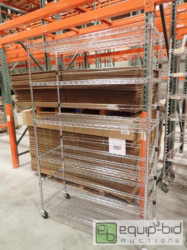 lot 721 image: 6 Tier Metal Wire Rack On Casters 48x18x74