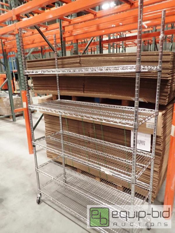 lot 722 image: 5 Tier Metal Wire Metro Storage Rack on Casters