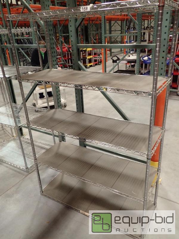 lot 732 image: 5 Tier Metal Wire Metro Storage Rack 46x18x72