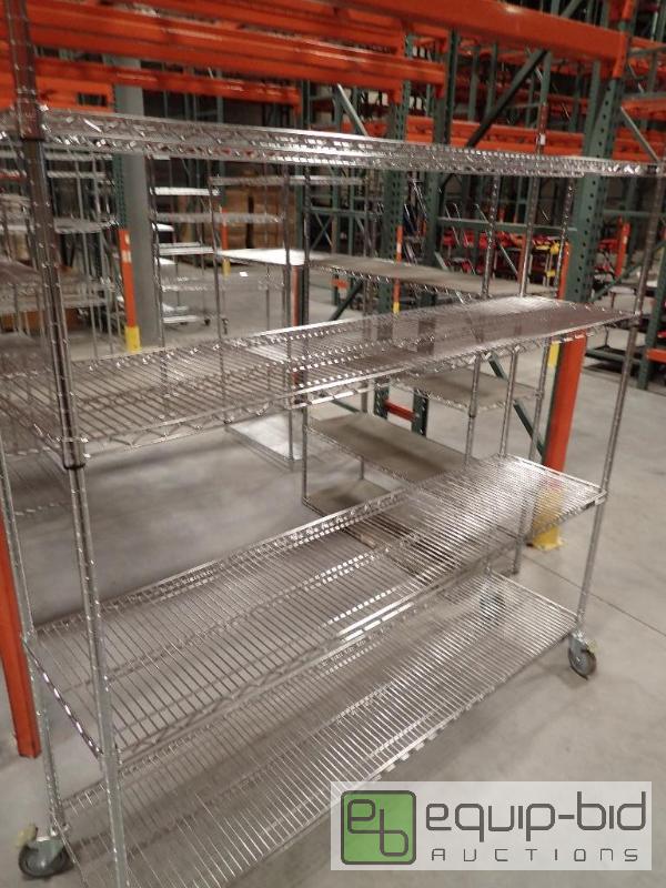 lot 733 image: 60x8x72 4 Tier Metal Wire Metro Storage Rack With Casters