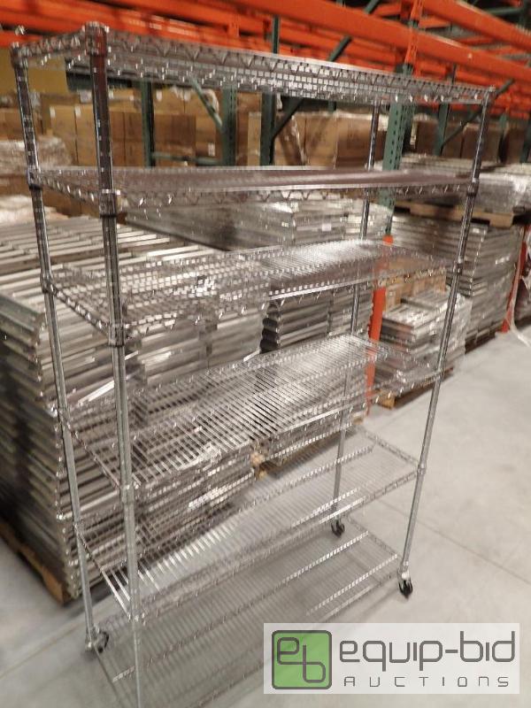 lot 736 image: 6 Tier Metal Wire On Casters 48x18x72