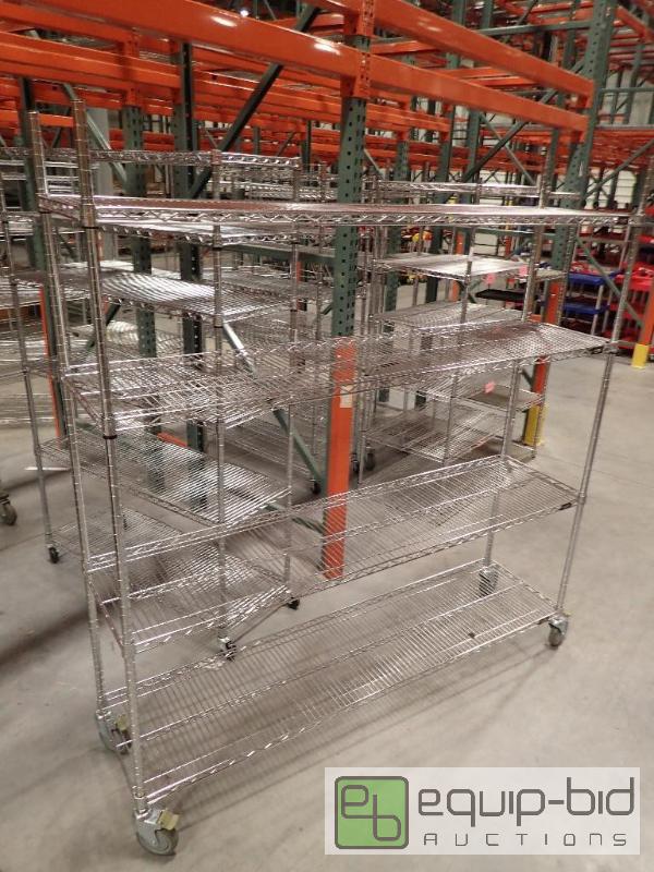 lot 737 image: 4 Tier Metal Wire Metro Storage Rack On Casters 70x18x74