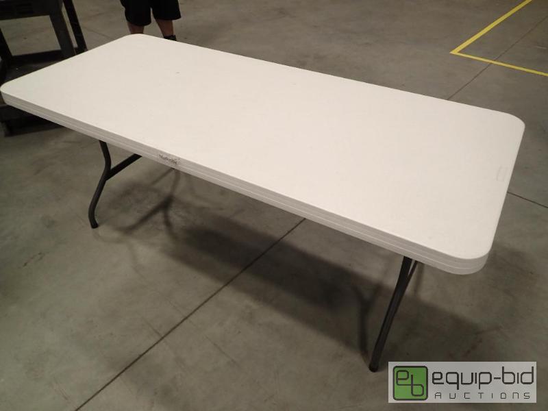lot 809 image: 72 Lifetime Plastic Top Folding Table