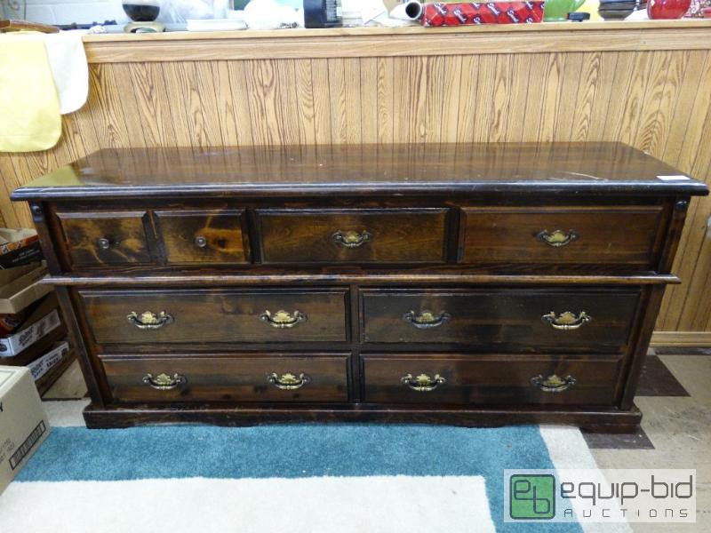 lot 506 image: 7 drawer dark wood dresser....