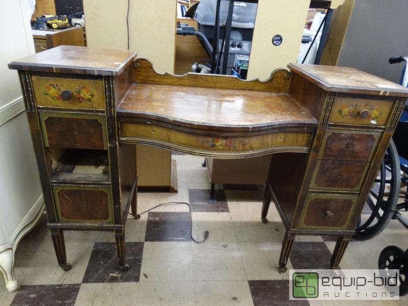 lot 510 image: Antique vanity with original paint.  Missing ...