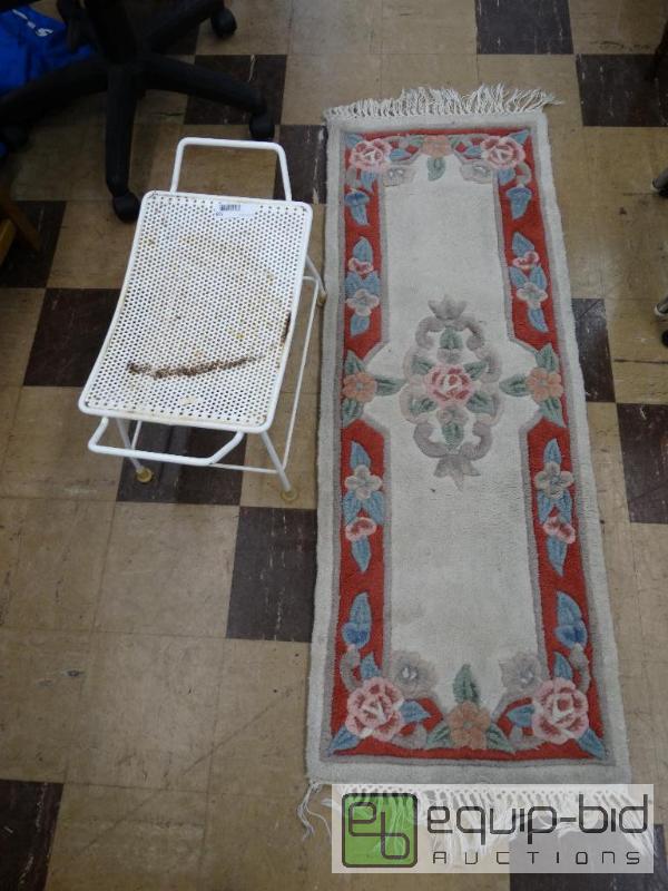 lot 518 image: Metal stoolottoman &amp floral runner rug....