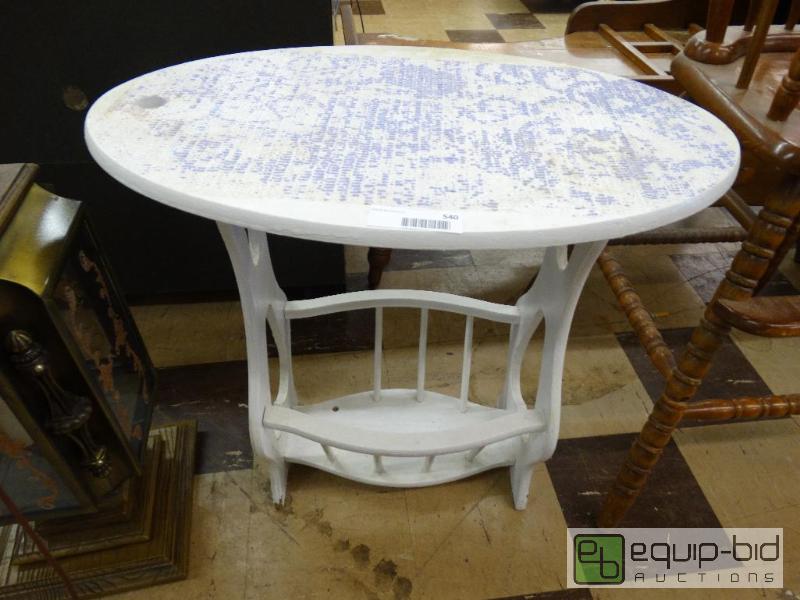 lot 540 image: White wood side table with magazine rack belo...