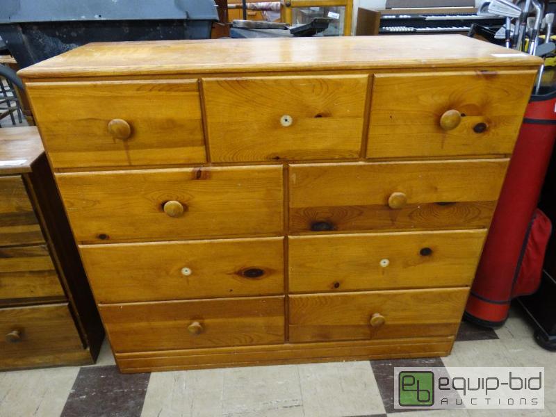 lot 558 image: Vintage 9 drawer pine dresser....
