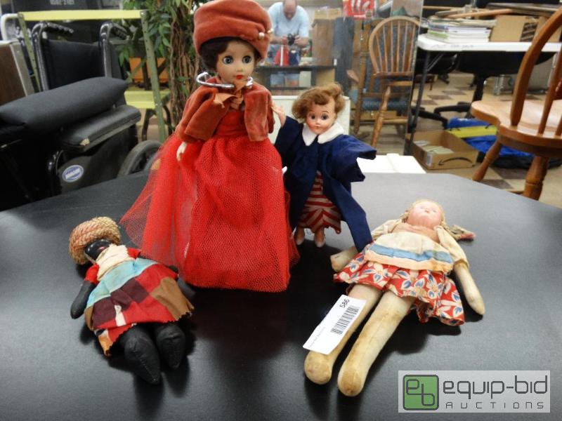 lot 586 image: Lot of 4 antique dolls with handmade clothing...