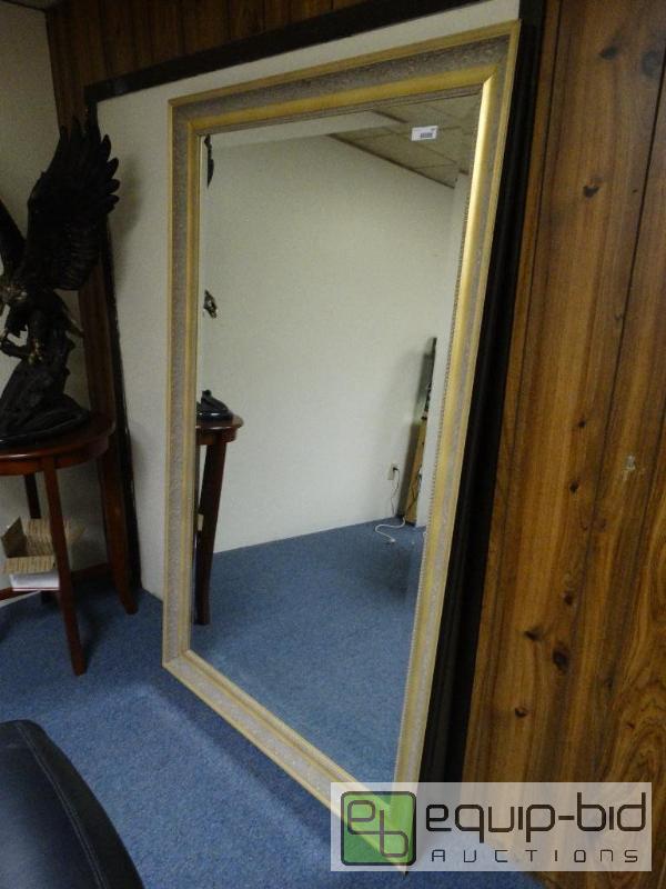 lot 637 image: HUGE gold color wood framed entry mirror with...