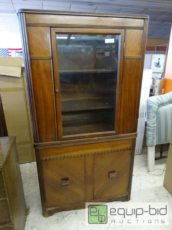 lot 651 image: Antique china hutch with under storage....