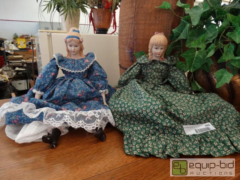 lot 665 image: Pair of sisters porcelain &amp soft baby dol...