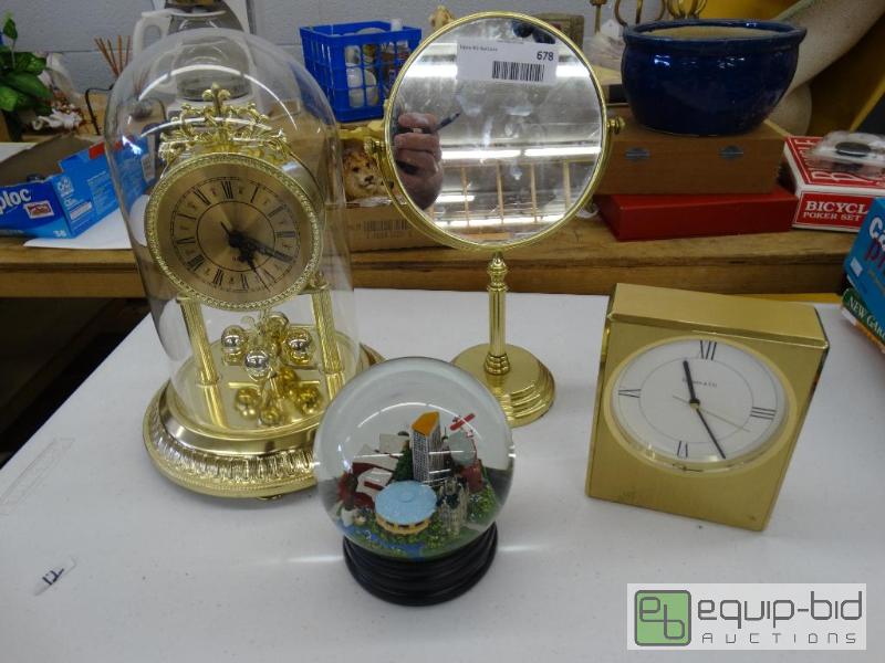lot 678 image: Domed brass anniversary clock, 2 way makeup m...
