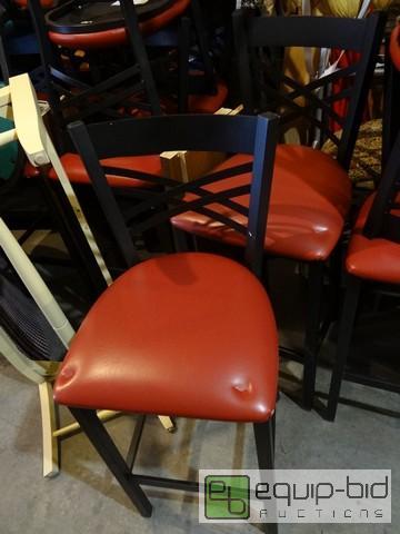 lot 496 image: Set Of (10) Black Metal Frame Bar Height Chairs