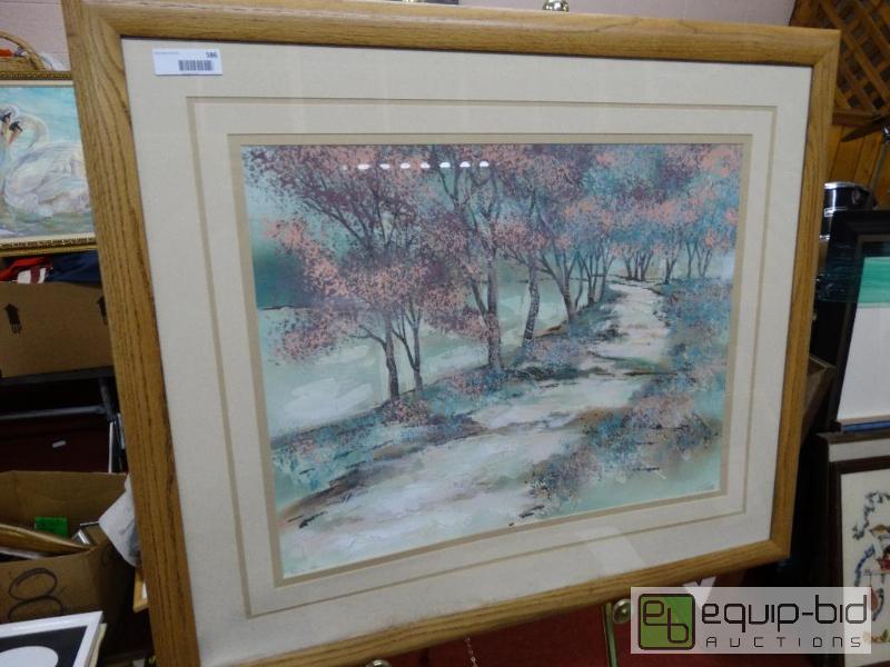 lot 586 image: Large original framed artwork signed by artis...