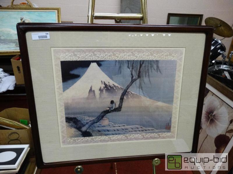 lot 588 image: Large framed Asian design artwork.  Signed by...