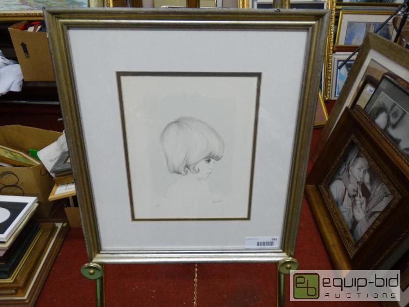 lot 591 image: Framed original colored lithograph signed art...