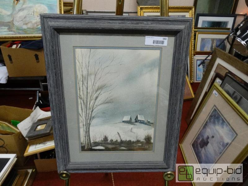 lot 593 image: Framed original painting signed GiGi.  17 x 2...
