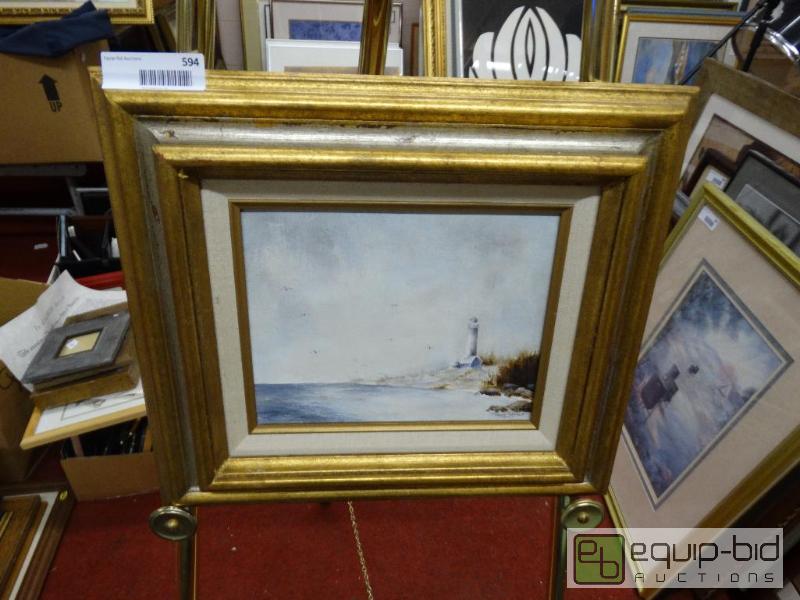 lot 594 image: Framed original oil on canvas signed by artis...