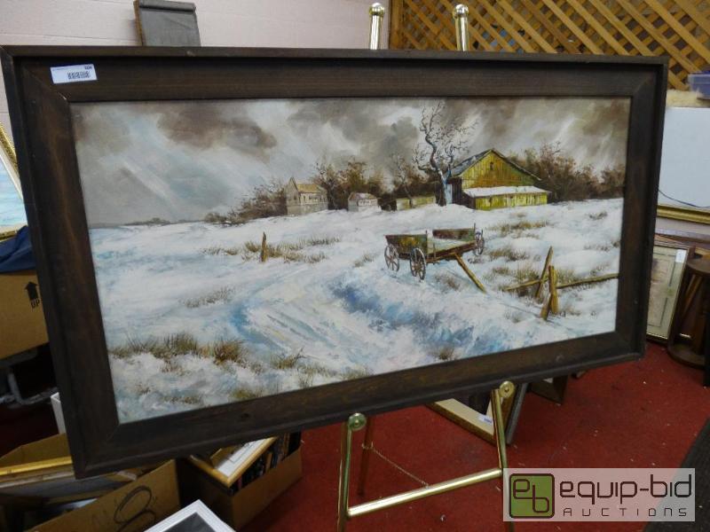 lot 604 image: Very large framed original oil on canvas sign...